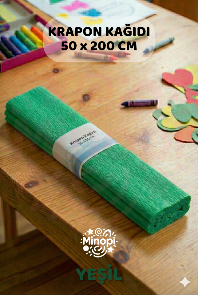 Koyu Yeşil Krapon Kağıdı 10'lu Paket Renkli El İşi Kağıdı Okul Anaokulu Süsleme