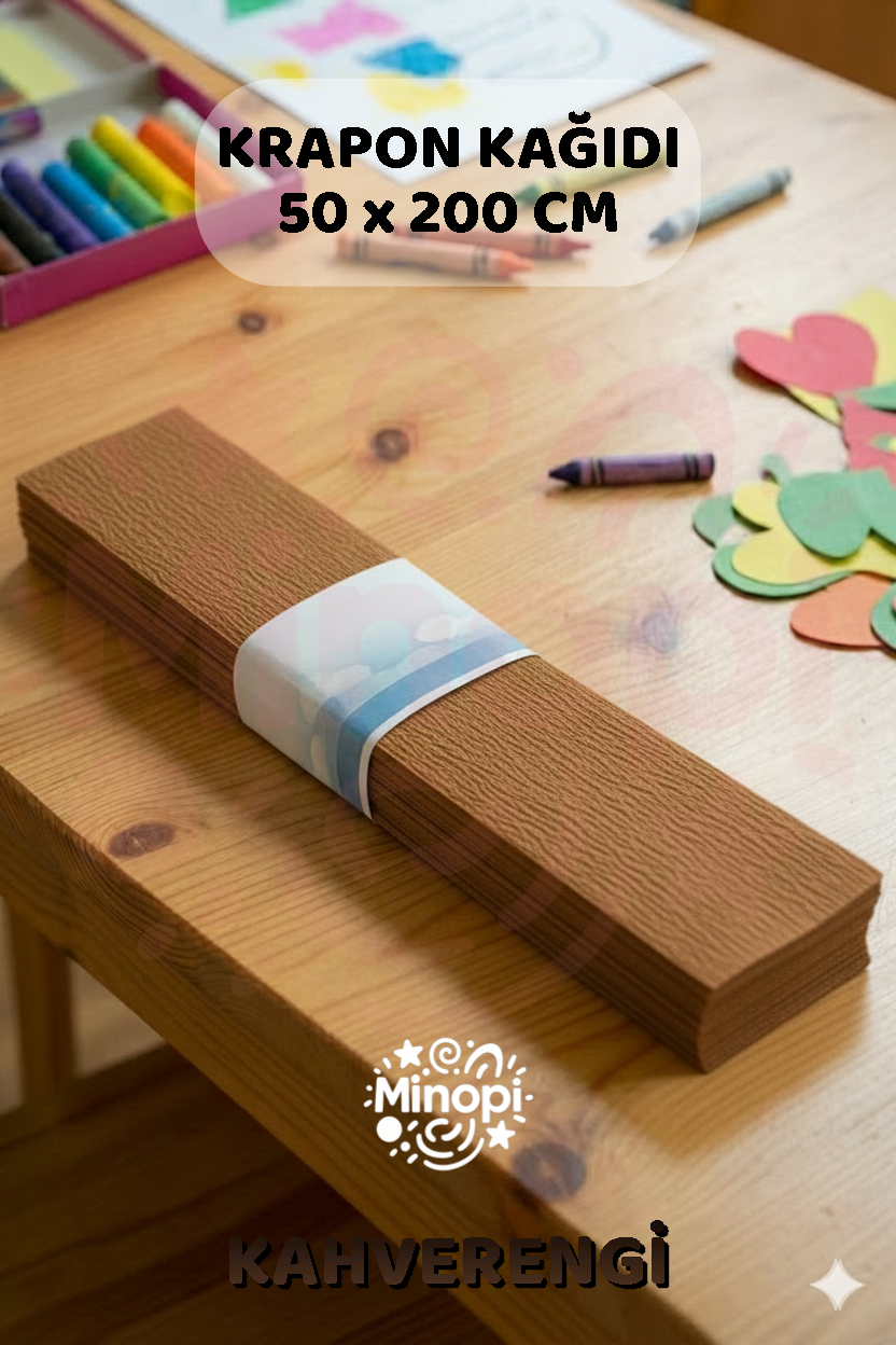 Kahverengi Krapon Kağıdı 10'lu Paket Renkli El İşi Kağıdı Okul Anaokulu Süsleme