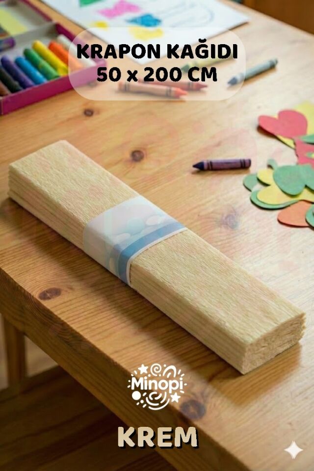 Krem Krapon Kağıdı 10'lu Paket Renkli El İşi Kağıdı Okul Anaokulu Süsleme