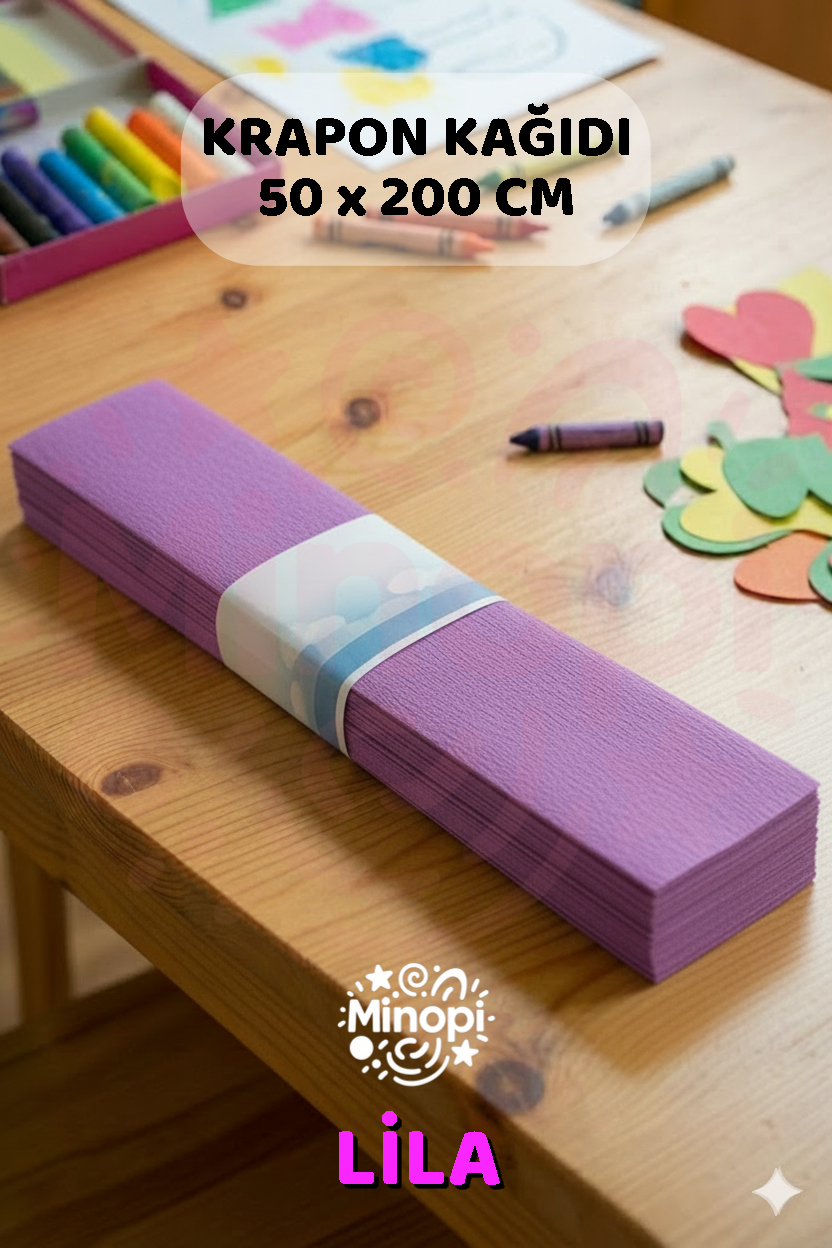 Lila Krapon Kağıdı 10'lu Paket Renkli El İşi Kağıdı Okul Anaokulu Süsleme