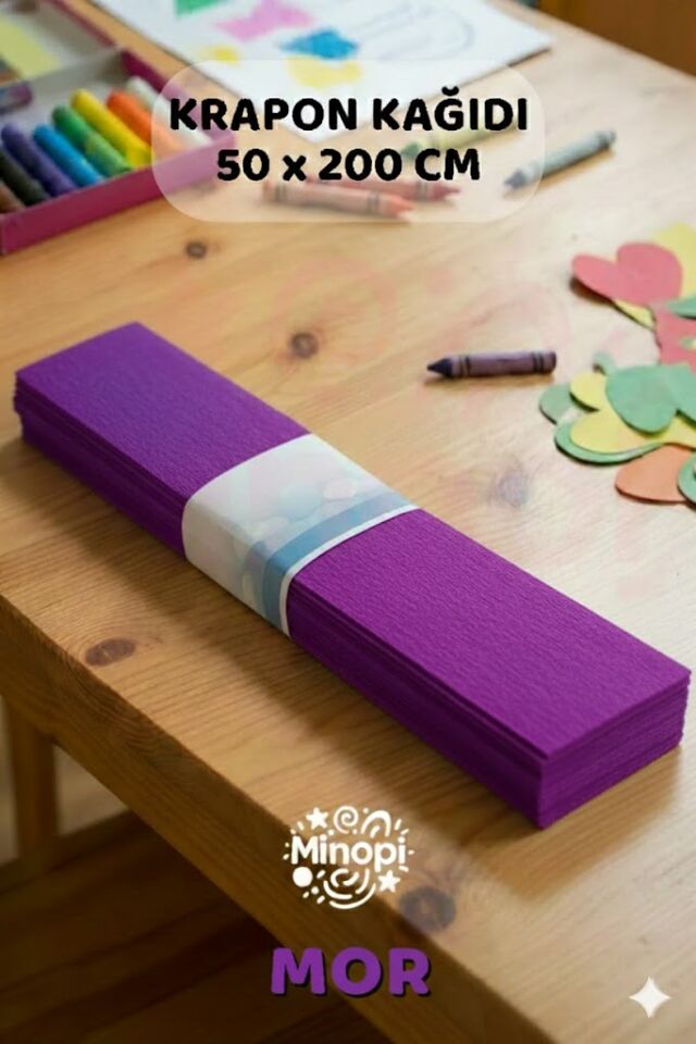 Mor Krapon Kağıdı 10'lu Paket Renkli El İşi Kağıdı Okul Anaokulu Süsleme