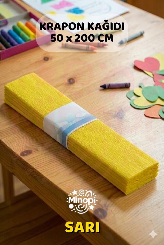 Sarı Krapon Kağıdı 10'lu Paket Renkli El İşi Kağıdı Okul Anaokulu Süsleme