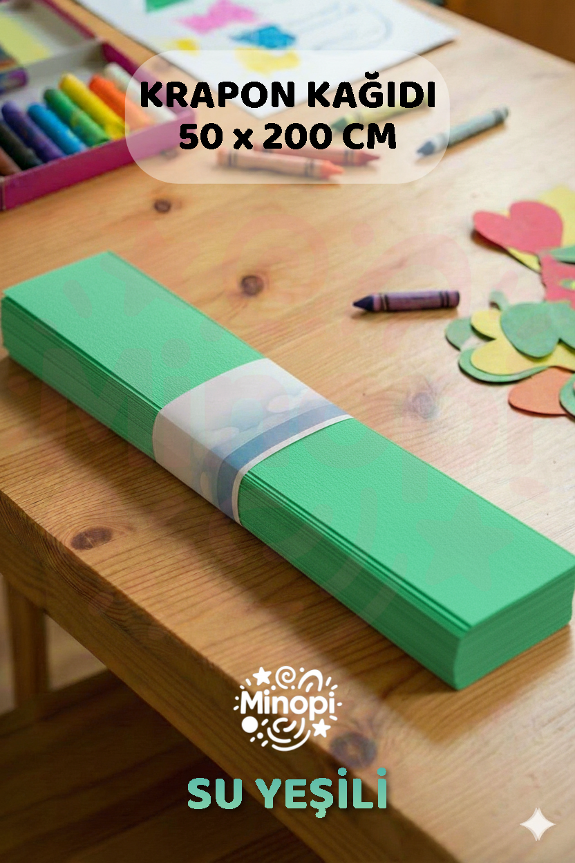 Su Yeşili Krapon Kağıdı 10'lu Paket Renkli El İşi Kağıdı Okul Anaokulu Süsleme