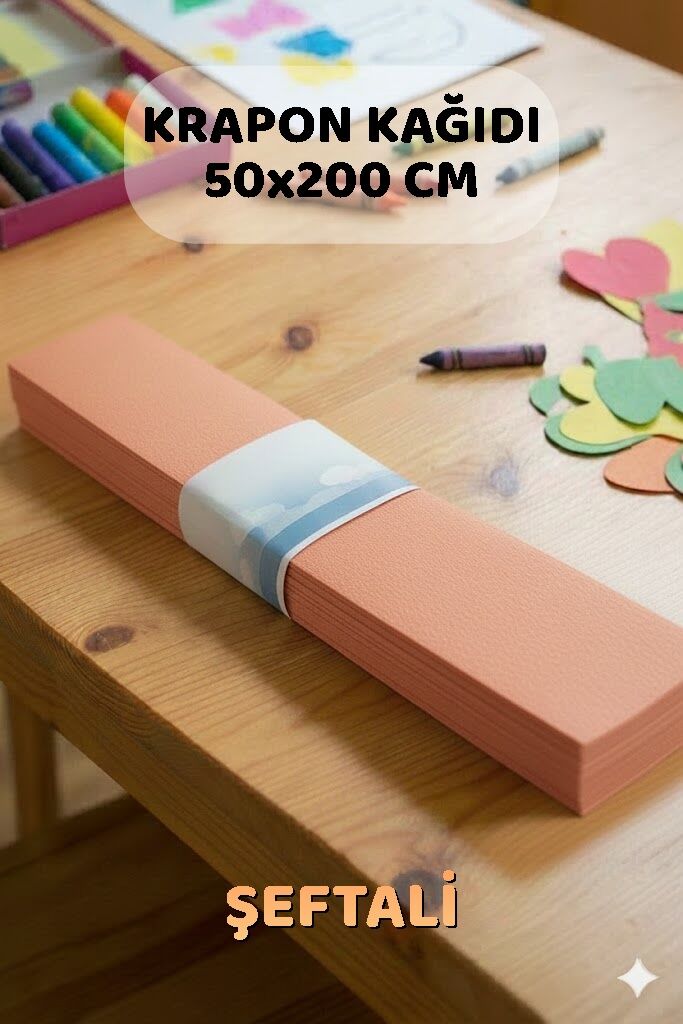 Şeftali Krapon Kağıdı 10'lu Paket Renkli El İşi Kağıdı Okul Anaokulu Süsleme