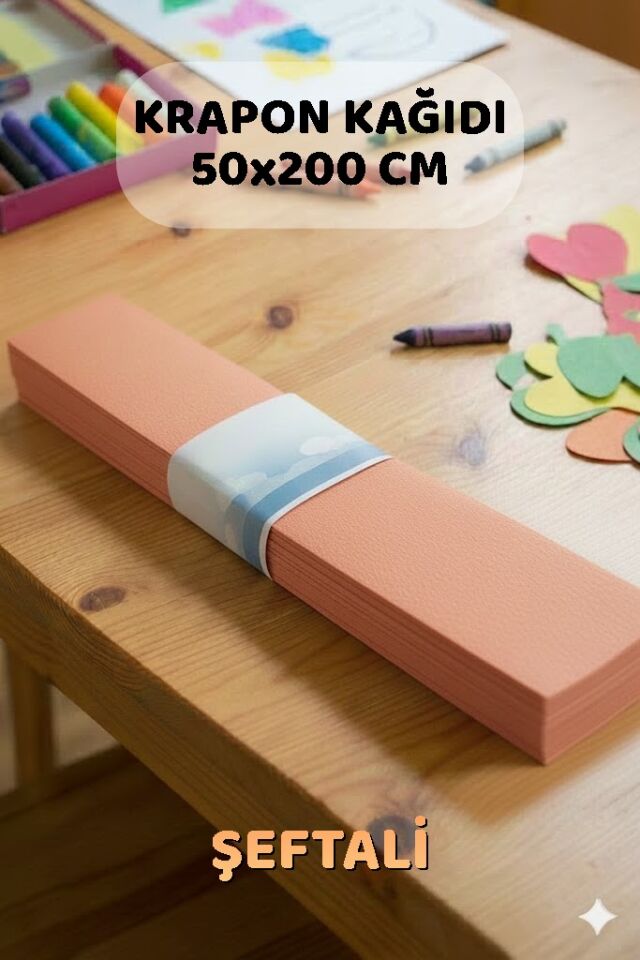 Şeftali Krapon Kağıdı 10'lu Paket Renkli El İşi Kağıdı Okul Anaokulu Süsleme