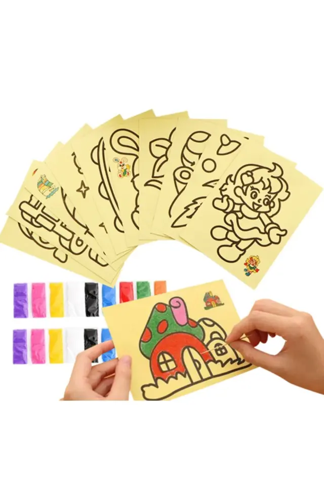 1 Adet Büyük Boy, Kum Boyama Seti, A4 Boyutunda, Kum Boyama Çalışması, Etkinlik