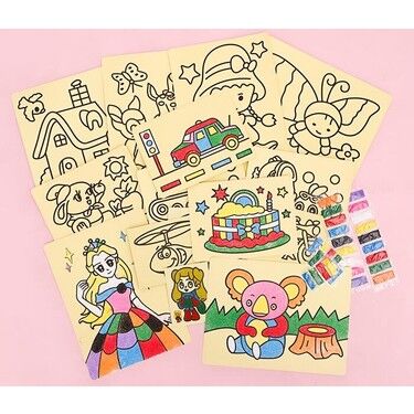 1 Adet Büyük Boy, Kum Boyama Seti, A4 Boyutunda, Kum Boyama Çalışması, Etkinlik