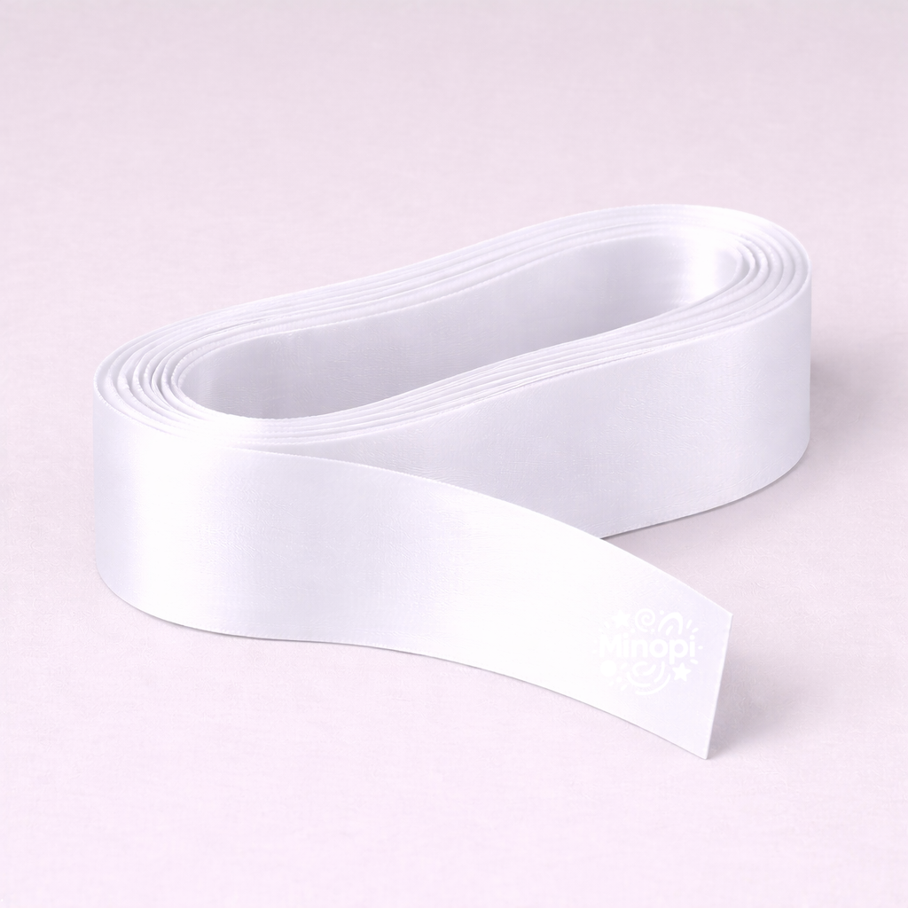 Beyaz Saten Kurdele 6 Cm Kalınlık 10 Metre Uzunluk , Bohça Çeyiz Özel Gün Süsleme Kurdelesi