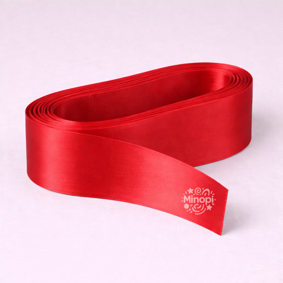 Kırmızı Saten Kurdele 6 Cm Kalınlık 10 Metre Uzunluk , Bohça Çeyiz Özel Gün Süsleme Kurdelesi