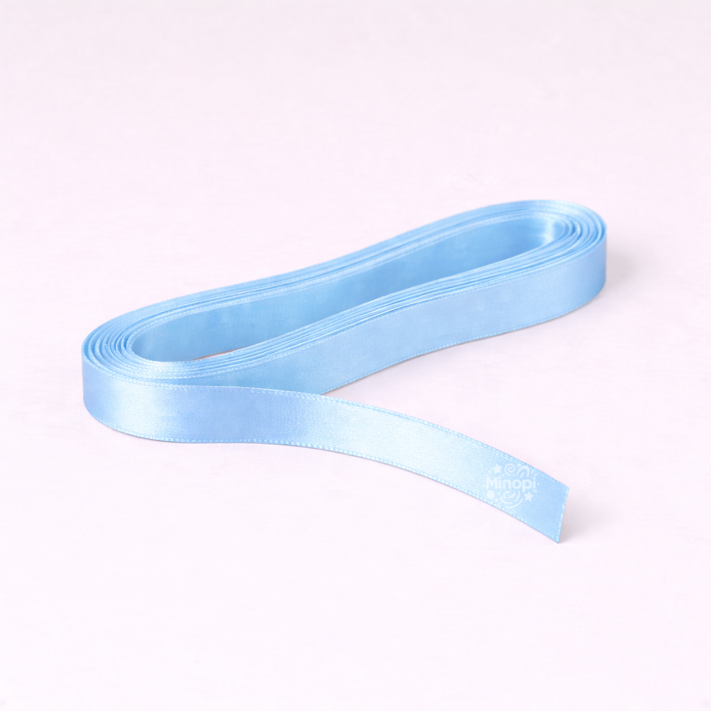 Açık Mavi Saten Kurdele 1 Cm Kalınlık 10 Metre Uzunluk , Bohça Çeyiz Özel Gün Süsleme Kurdelesi