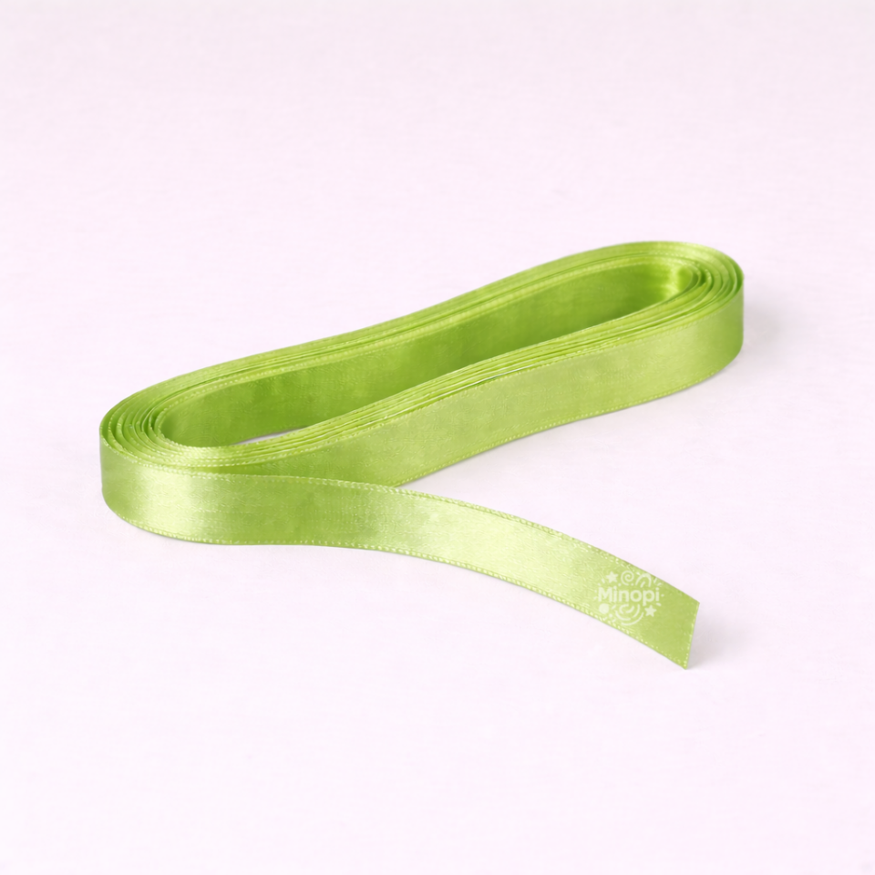Açık Yeşil Saten Kurdele 1 Cm Kalınlık 10 Metre Uzunluk , Bohça Çeyiz Özel Gün Süsleme Kurdelesi
