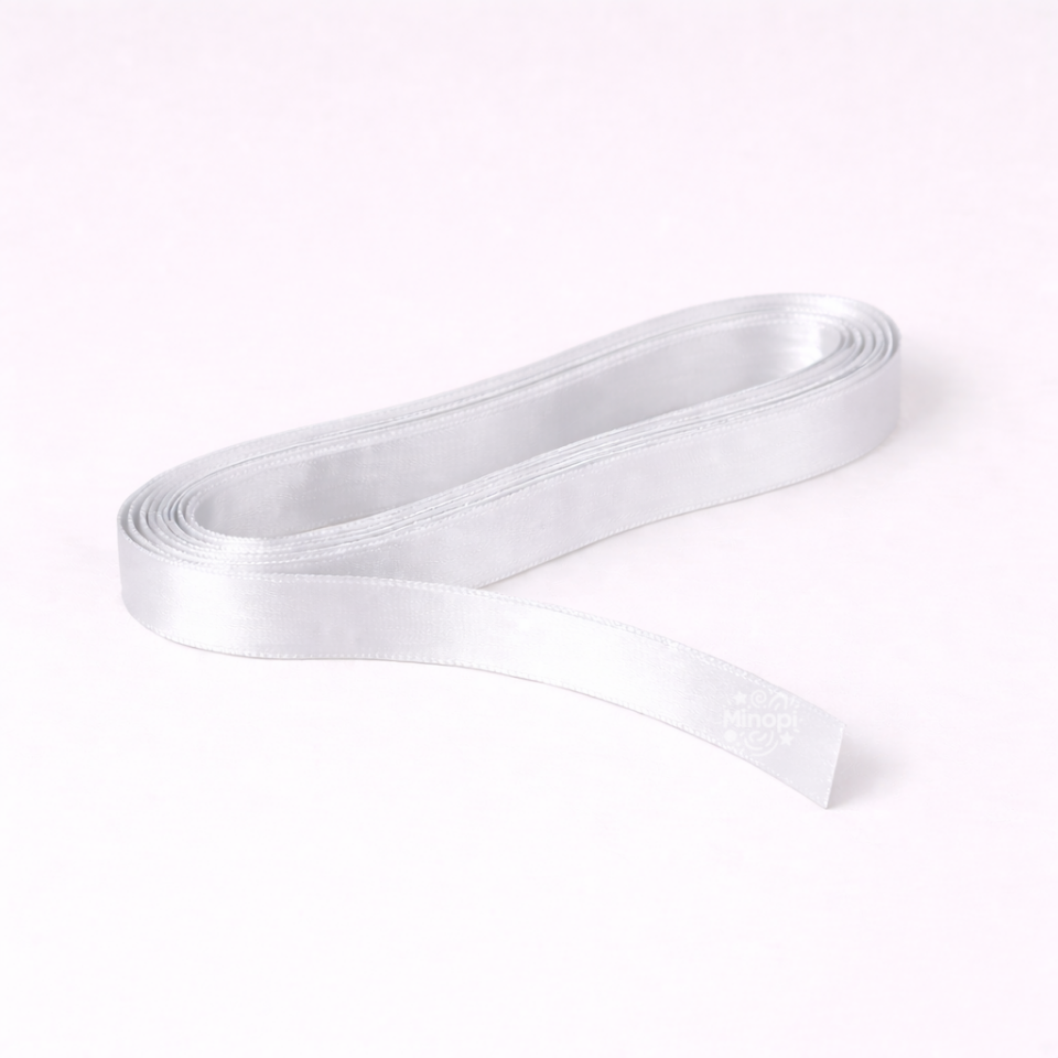 Beyaz Saten Kurdele 1 Cm Kalınlık 10 Metre Uzunluk , Bohça Çeyiz Özel Gün Süsleme Kurdelesi