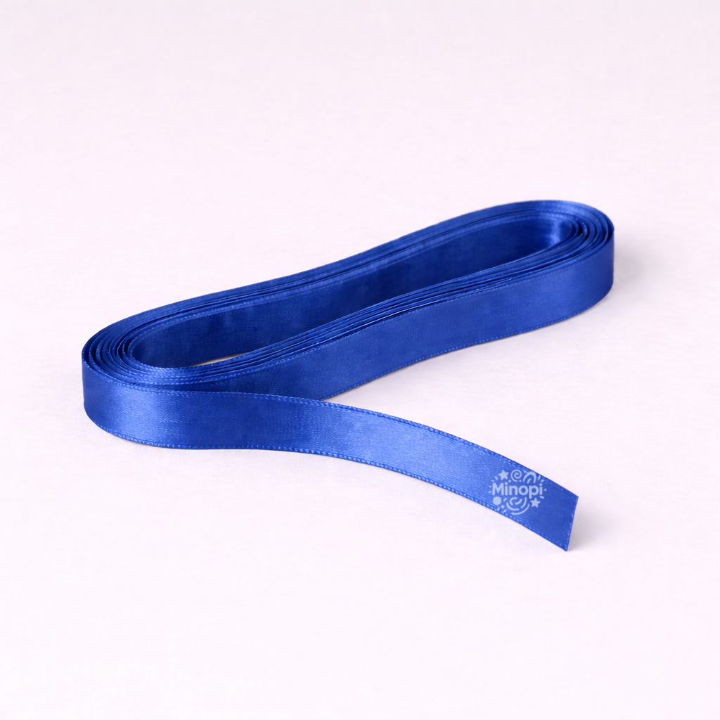 Koyu Mavi Saten Kurdele 1 Cm Kalınlık 10 Metre Uzunluk , Bohça Çeyiz Özel Gün Süsleme Kurdelesi