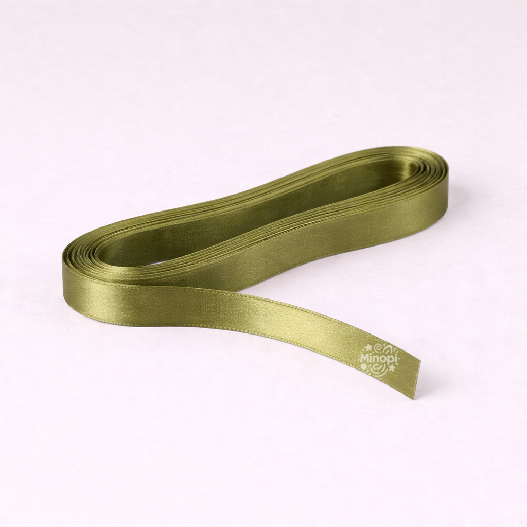 Zeytin Yeşili Saten Kurdele 1 Cm Kalınlık 10 Metre Uzunluk , Bohça Çeyiz Özel Gün Süsleme Kurdelesi
