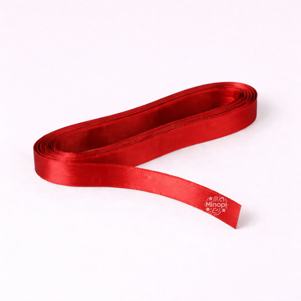 Kırmızı Saten Kurdele 1 Cm Kalınlık 10 Metre Uzunluk , Bohça Çeyiz Özel Gün Süsleme Kurdelesi