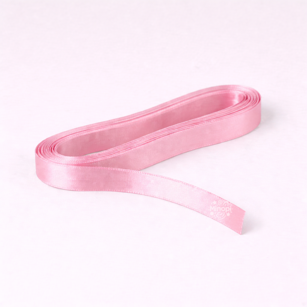 Pembe Saten Kurdele 1 Cm Kalınlık 10 Metre Uzunluk , Bohça Çeyiz Özel Gün Süsleme Kurdelesi