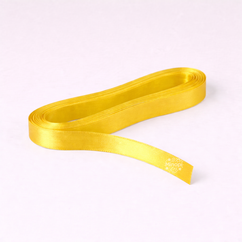 Sarı Saten Kurdele 1 Cm Kalınlık 10 Metre Uzunluk , Bohça Çeyiz Özel Gün Süsleme Kurdelesi