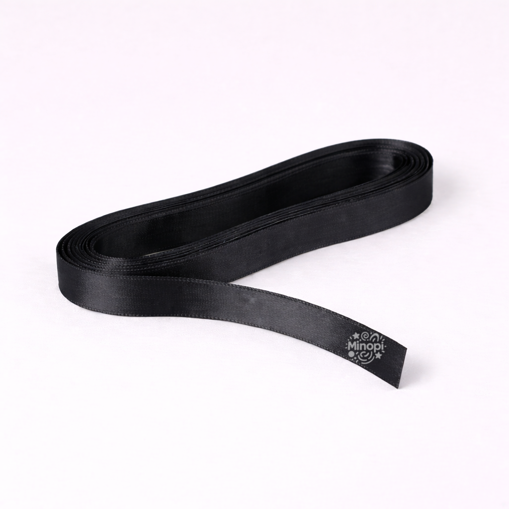 Siyah Saten Kurdele 1 Cm Kalınlık 10 Metre Uzunluk , Bohça Çeyiz Özel Gün Süsleme Kurdelesi