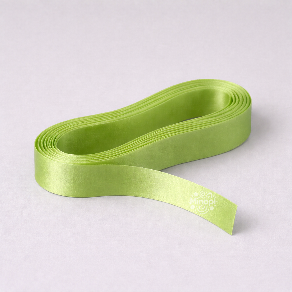 Açık Yeşil Saten Kurdele 2 Cm Kalınlık 10 Metre Uzunluk , Bohça Çeyiz Özel Gün Süsleme Kurdelesi