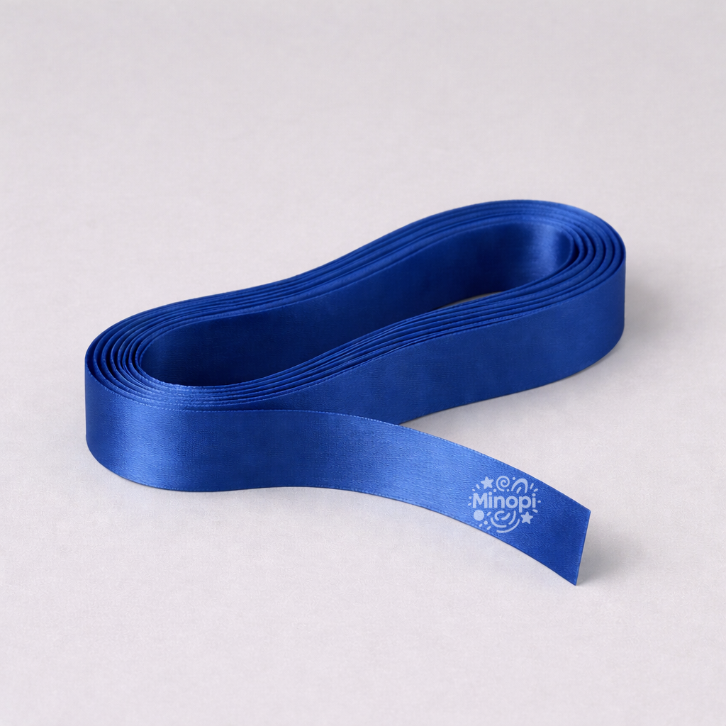 Koyu Mavi Saten Kurdele 2 Cm Kalınlık 10 Metre Uzunluk , Bohça Çeyiz Özel Gün Süsleme Kurdelesi