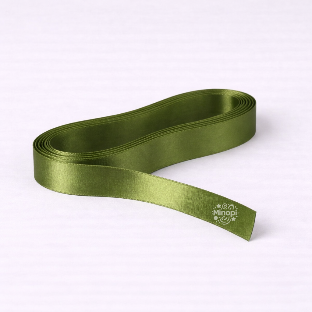Zeytin Yeşili Saten Kurdele 2 Cm Kalınlık 10 Metre Uzunluk , Bohça Çeyiz Özel Gün Süsleme Kurdelesi