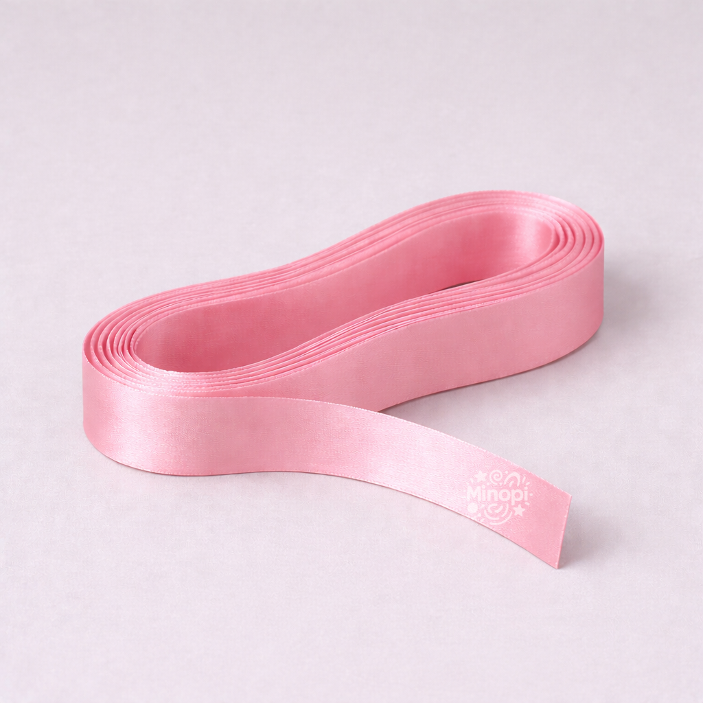 Pembe Saten Kurdele 2 Cm Kalınlık 10 Metre Uzunluk , Bohça Çeyiz Özel Gün Süsleme Kurdelesi