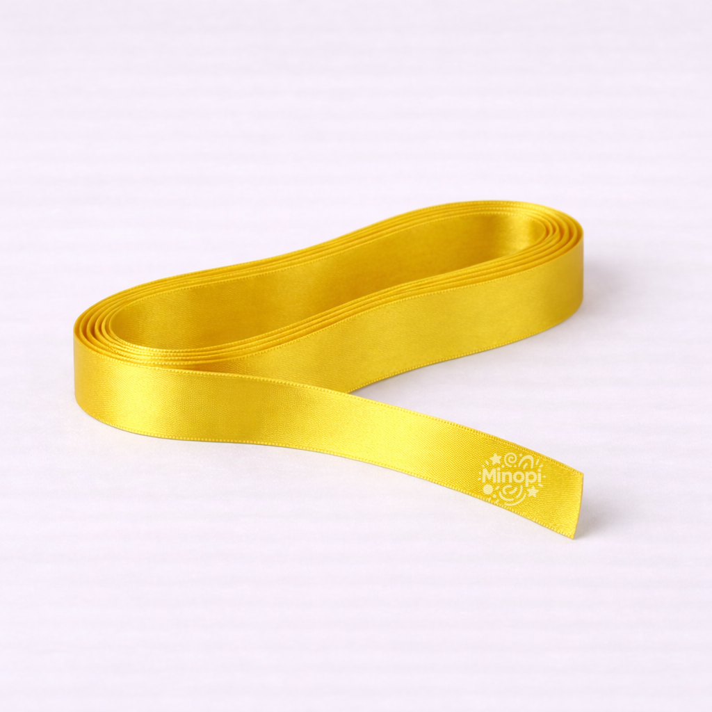 Sarı Saten Kurdele 2 Cm Kalınlık 10 Metre Uzunluk , Bohça Çeyiz Özel Gün Süsleme Kurdelesi