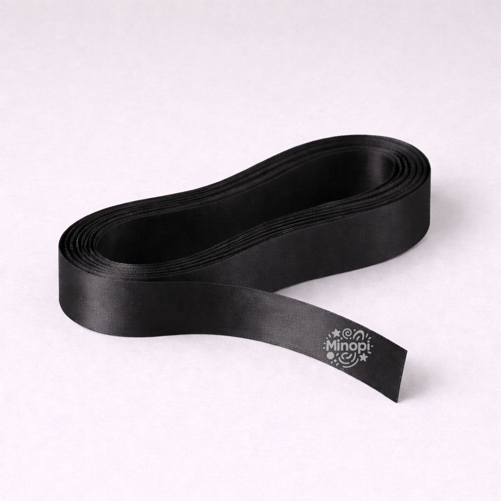 Siyah Saten Kurdele 2 Cm Kalınlık 10 Metre Uzunluk , Bohça Çeyiz Özel Gün Süsleme Kurdelesi