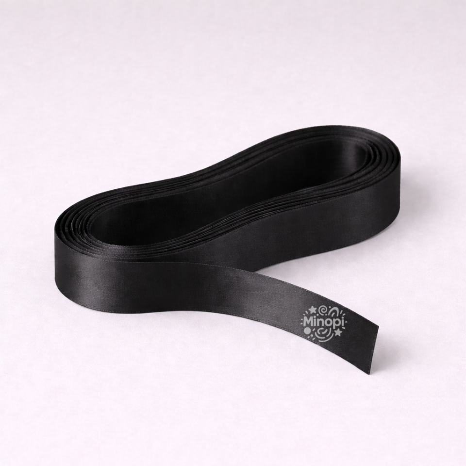 Siyah Saten Kurdele 2 Cm Kalınlık 10 Metre Uzunluk , Bohça Çeyiz Özel Gün Süsleme Kurdelesi