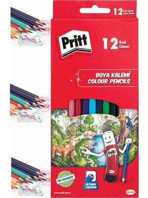 Pritt 12 Renk Kuru Boya Kalemi Tam Boy