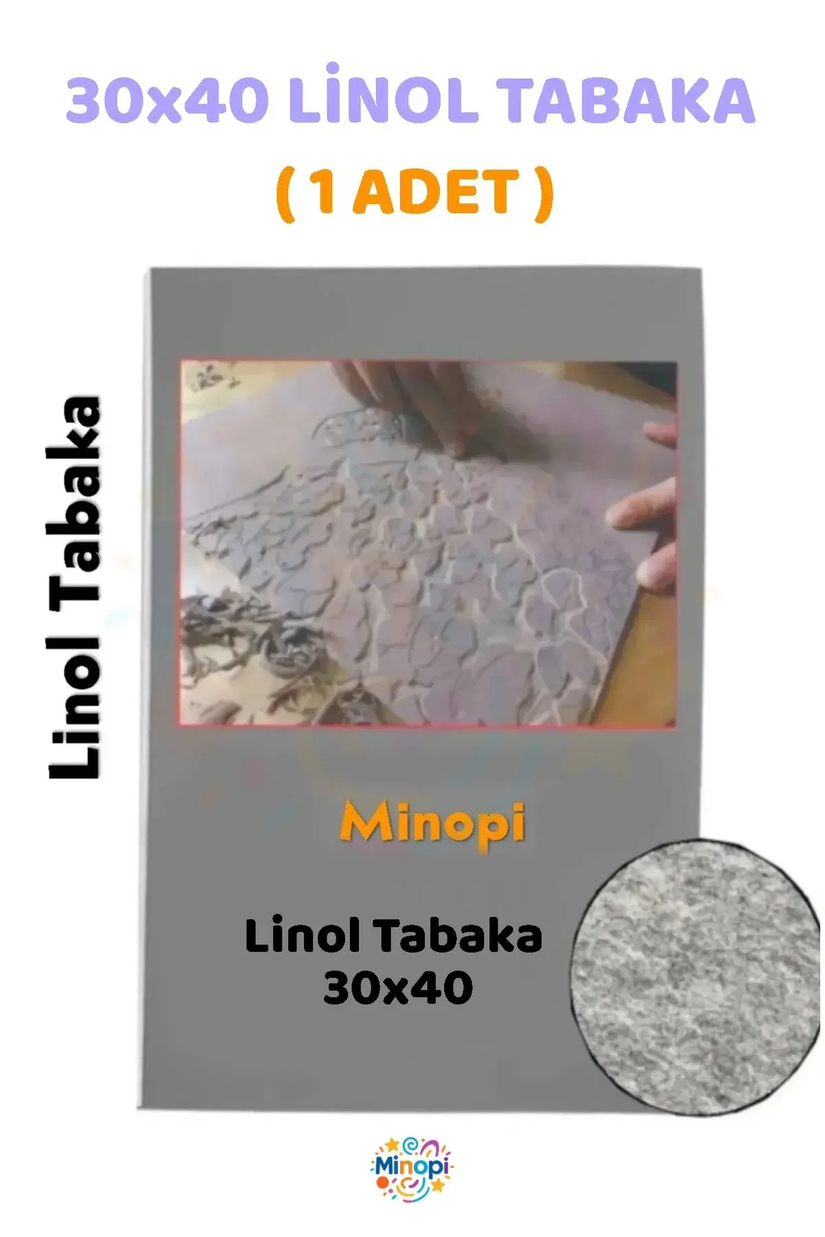 ( 1 Adet ) Linol Tabaka Levha 2,5 mm A3 - 30x40 Boyutunda 1. Kalite Linol Gri