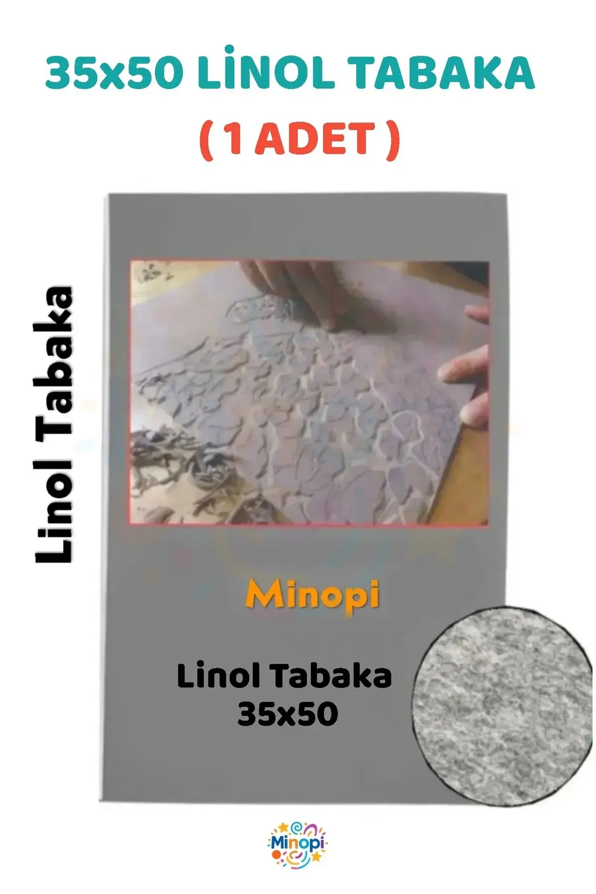 ( 1 Adet ) Linol Tabaka Levha 2,5 mm 35x50 Boyutunda 1. Kalite Linol Gri