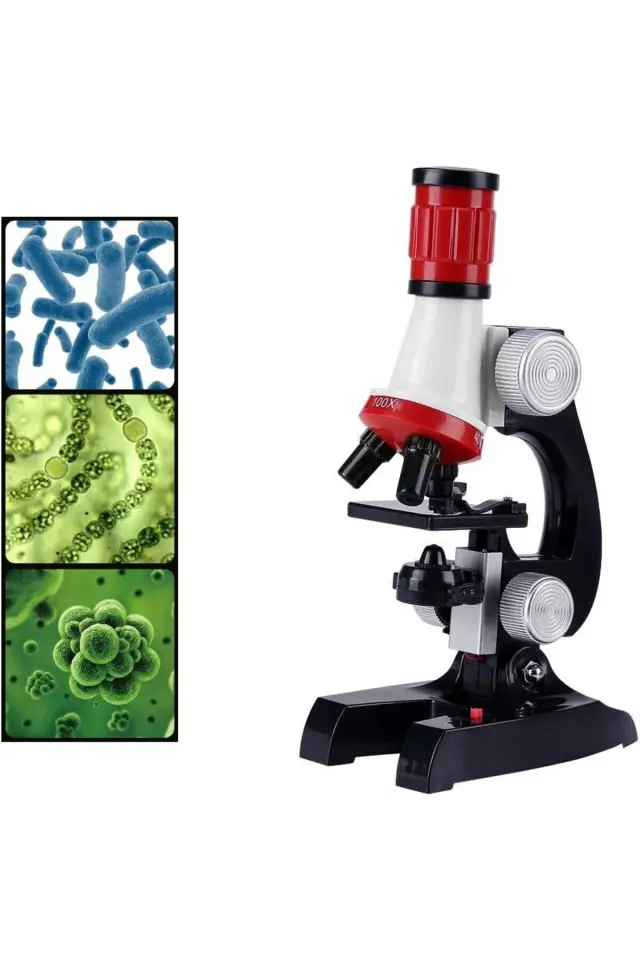 Eğitici Mikroskop Kiti Zoom 100x 400x 1200x Led Işıklı Öğretici Deney Seti