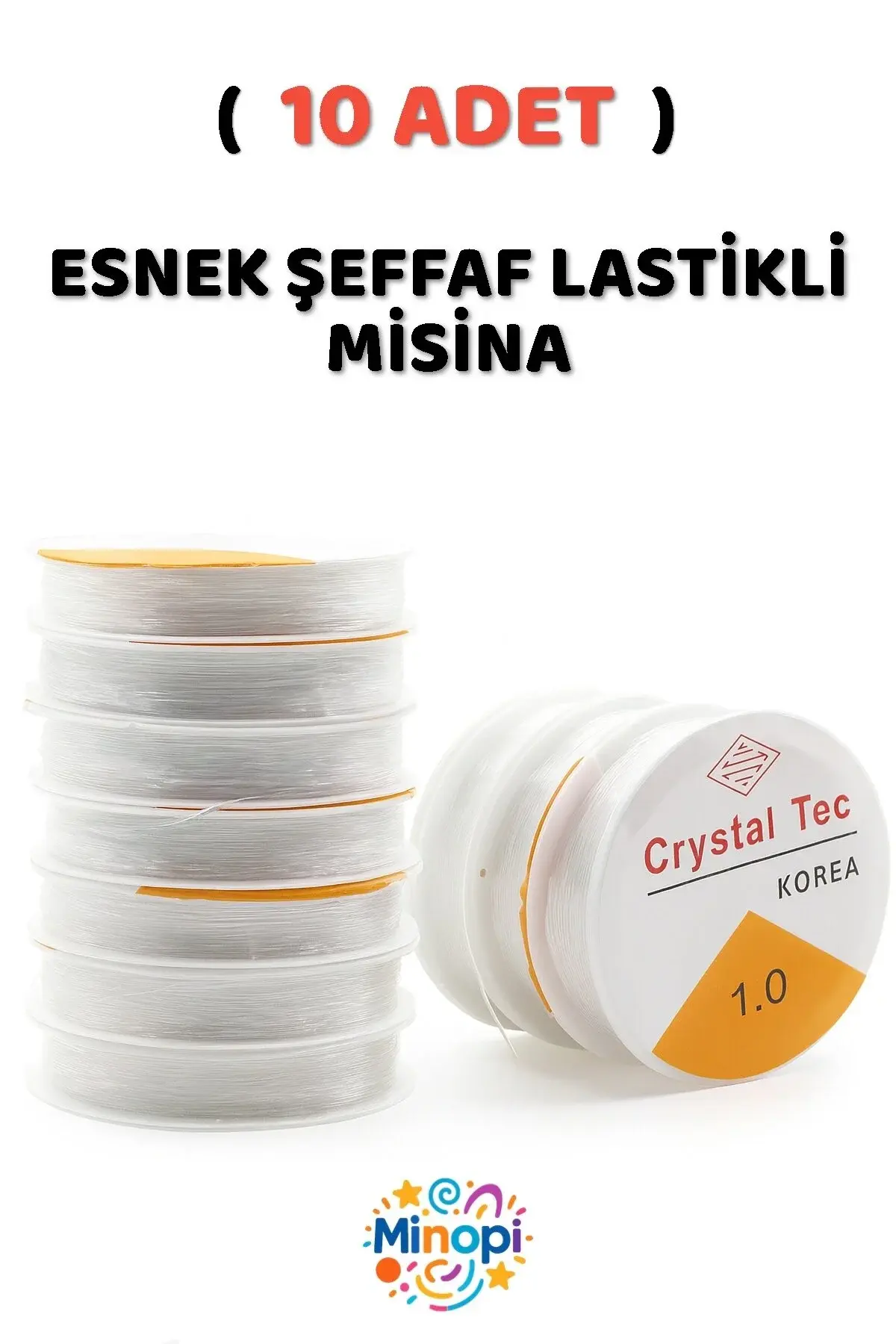 1 mm Esnek Misina , Lastikli Misina , Renkli Misina 10'lu Paket