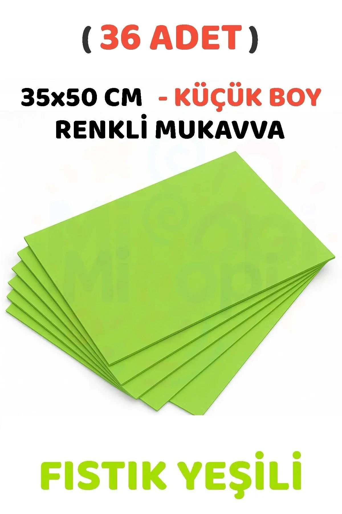 Minopi Açık Yeşil Renkli Mukavva 36 Adet 35x50 cm Sert Karton Mukavva
