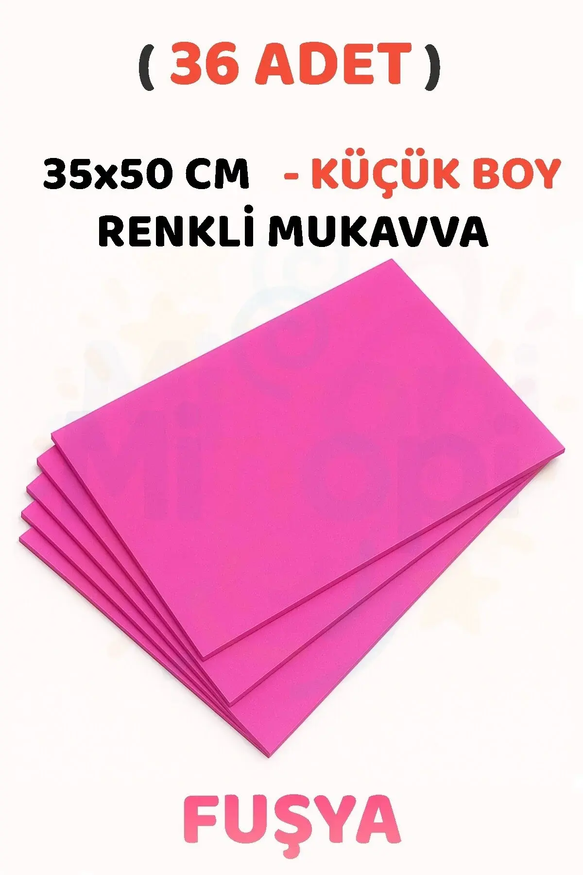 Minopi Fuşya Renkli Mukavva 36 Adet 35x50 cm Sert Karton Mukavva