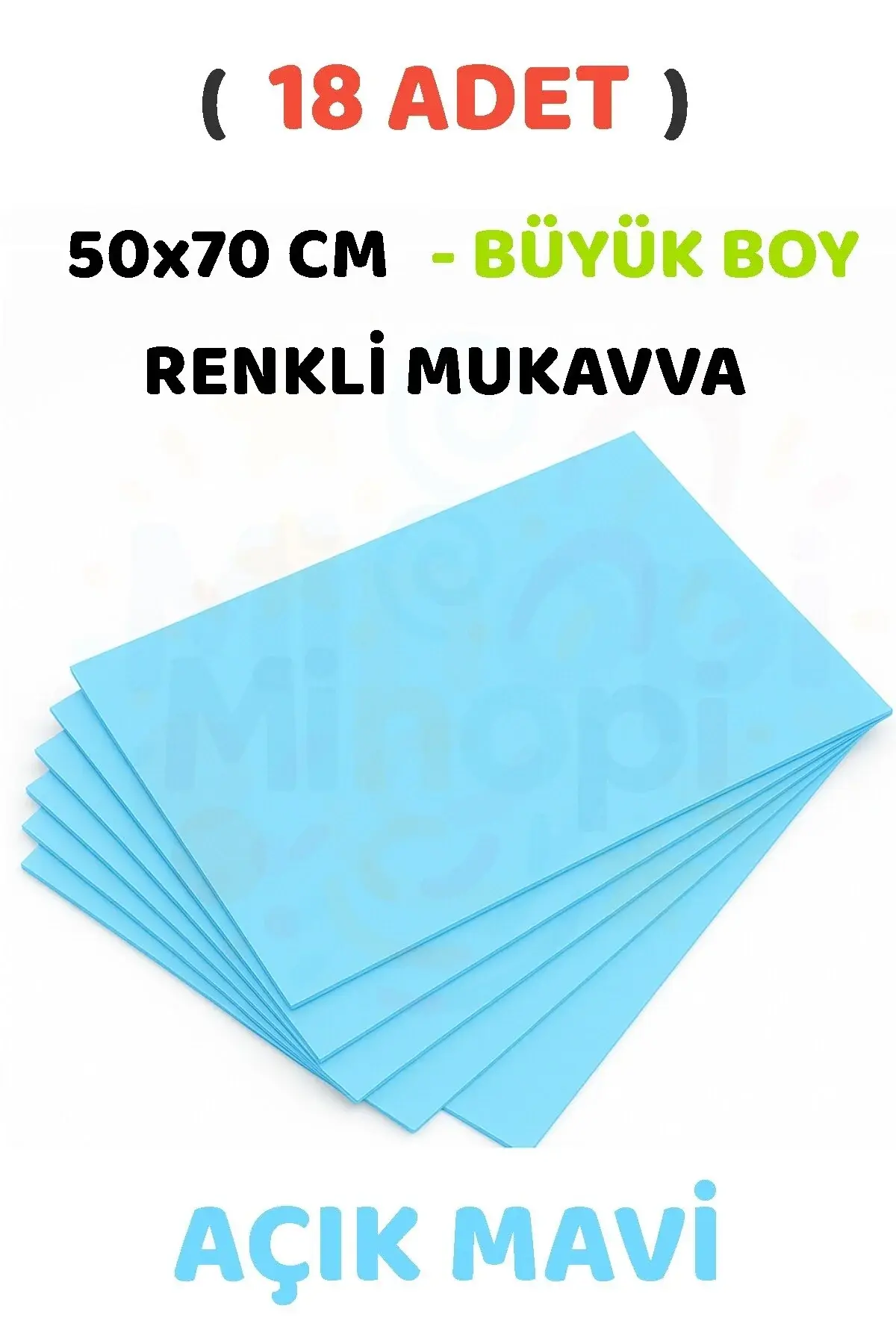 Açık Mavi Renkli Mukavva 18 Adet 50x70 cm Sert Karton Mukavva