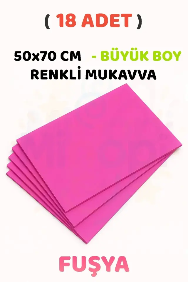Fuşya Renkli Mukavva 18 Adet 50x70 cm Sert Karton Mukavva