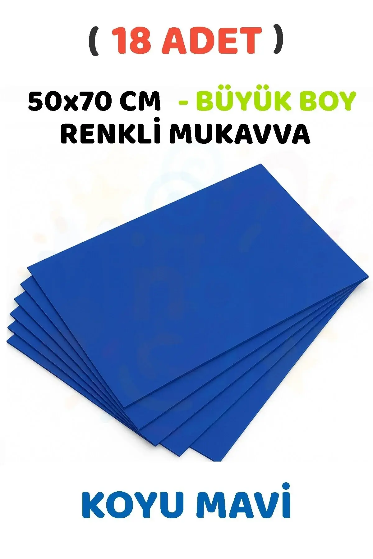 Koyu Mavi Renkli Mukavva 18 Adet 50x70 cm Sert Karton Mukavva