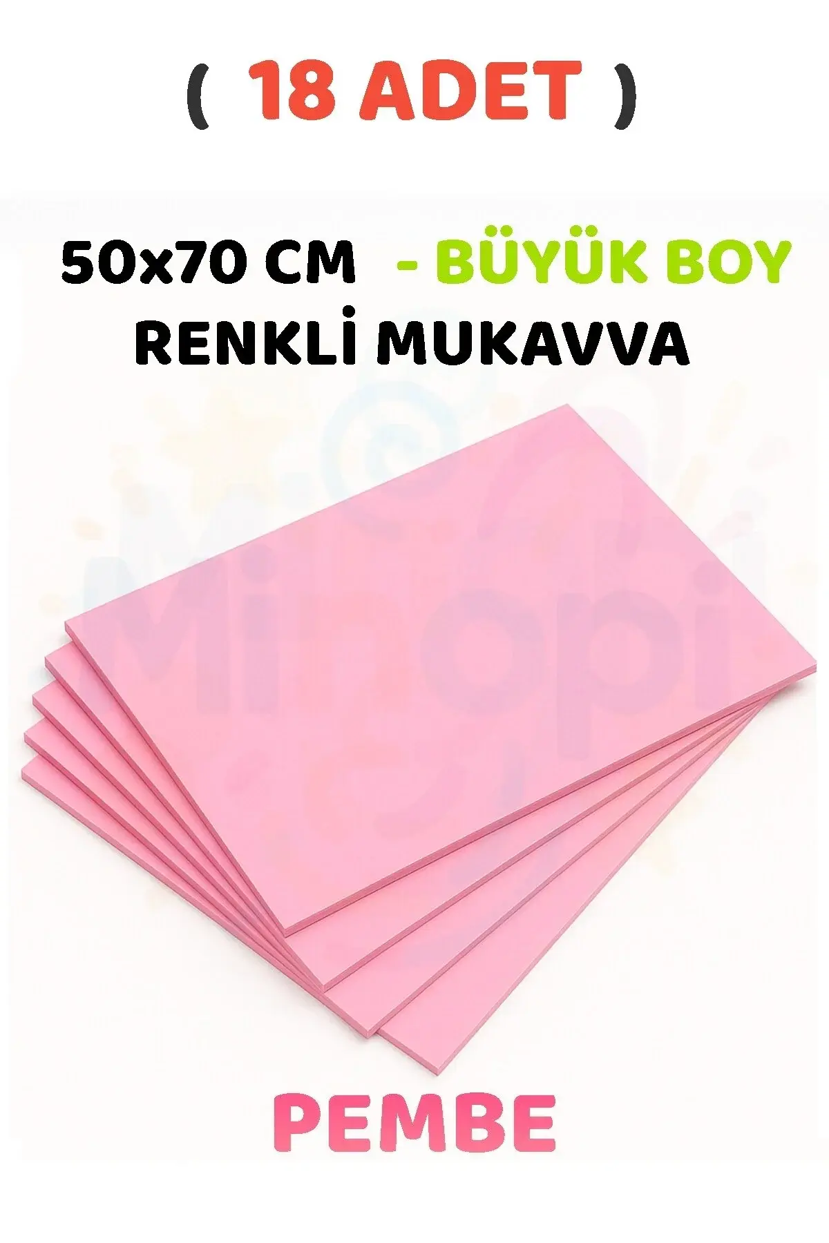 Açık Pembe Renkli Mukavva 18 Adet 50x70 cm Sert Karton Mukavva