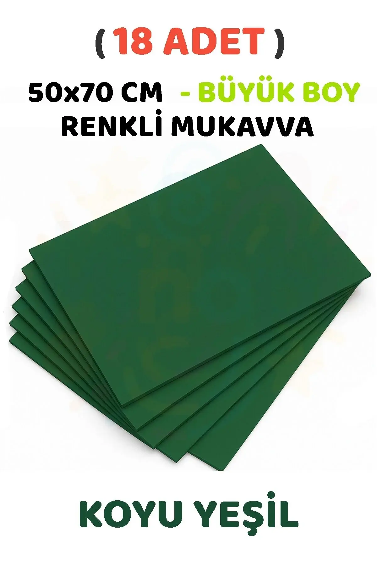 Koyu Yeşil Renkli Mukavva 18 Adet 50x70 cm Sert Karton Mukavva