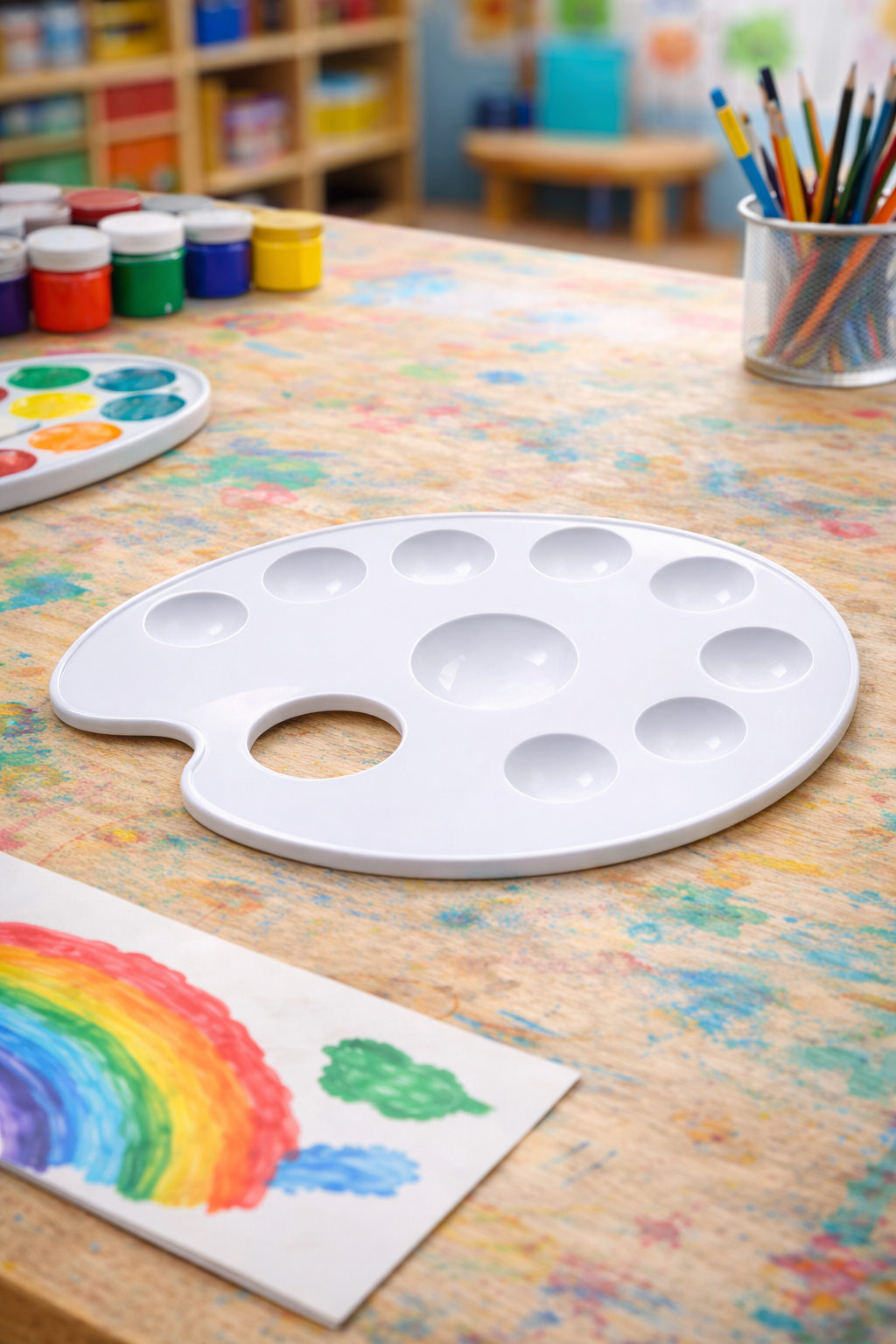 1 Adet Boyama Paleti Resim Paleti Ressam Paleti Plastik 9 Gözlü Boya Paleti