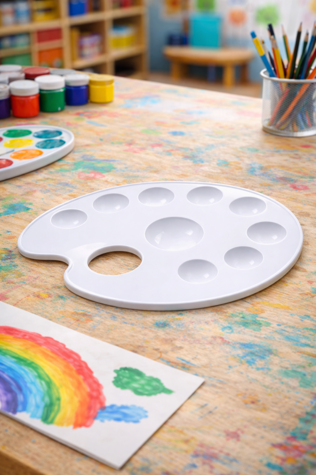 1 Adet Boyama Paleti Resim Paleti Ressam Paleti Plastik 9 Gözlü Boya Paleti