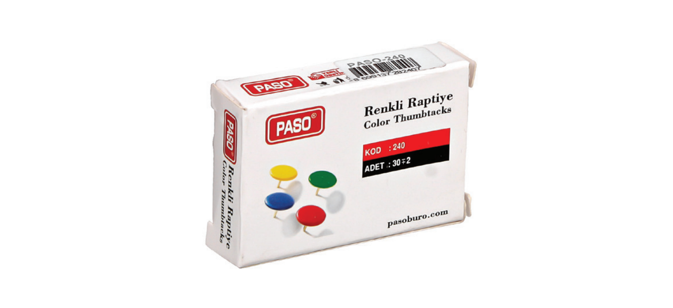 Karışık Renkli Raptiye 30'lu Paket | Mantar Pano