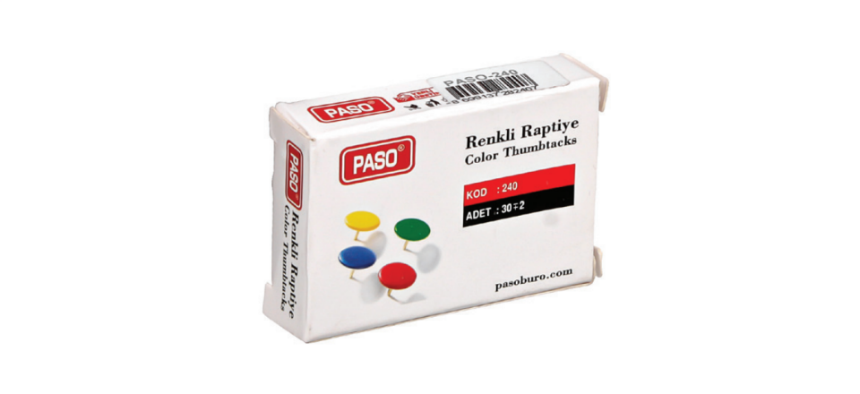 Karışık Renkli Raptiye 30'lu Paket | Mantar Pano