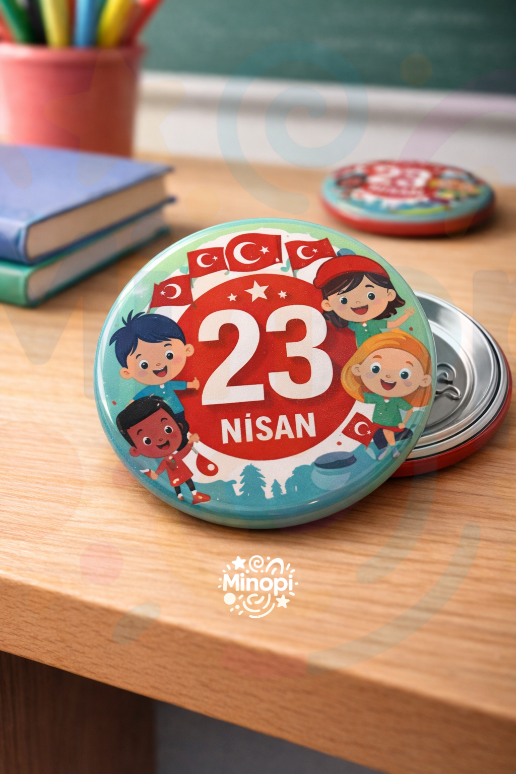 23 Nisan Baskılı Plastik Çengelli Rozet