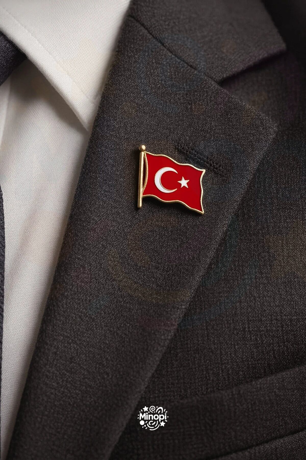 Türk Bayraklı Yaka Rozeti Gold Metal Türk Bayrağı Öğretmenler Günü Hediyesi Bayrak
