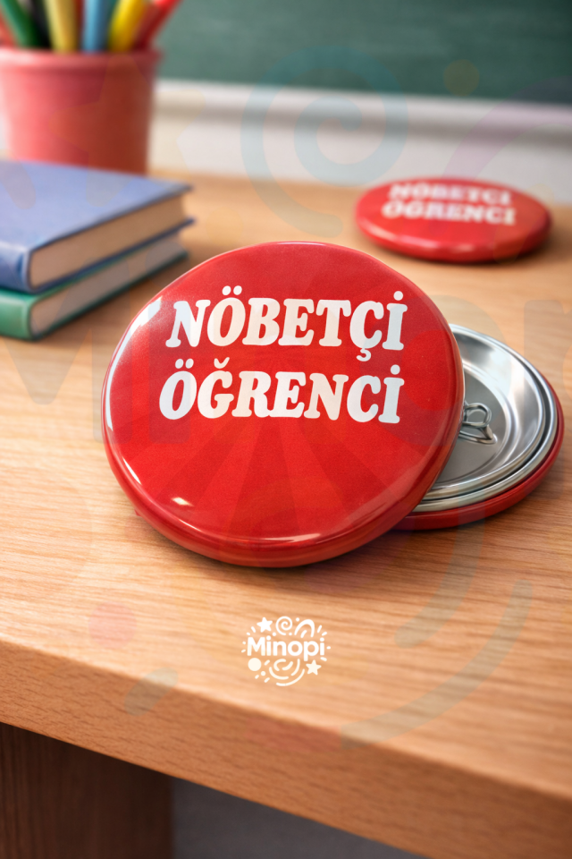 Nöbetçi Öğrenci Baskılı Plastik Çengelli Rozet