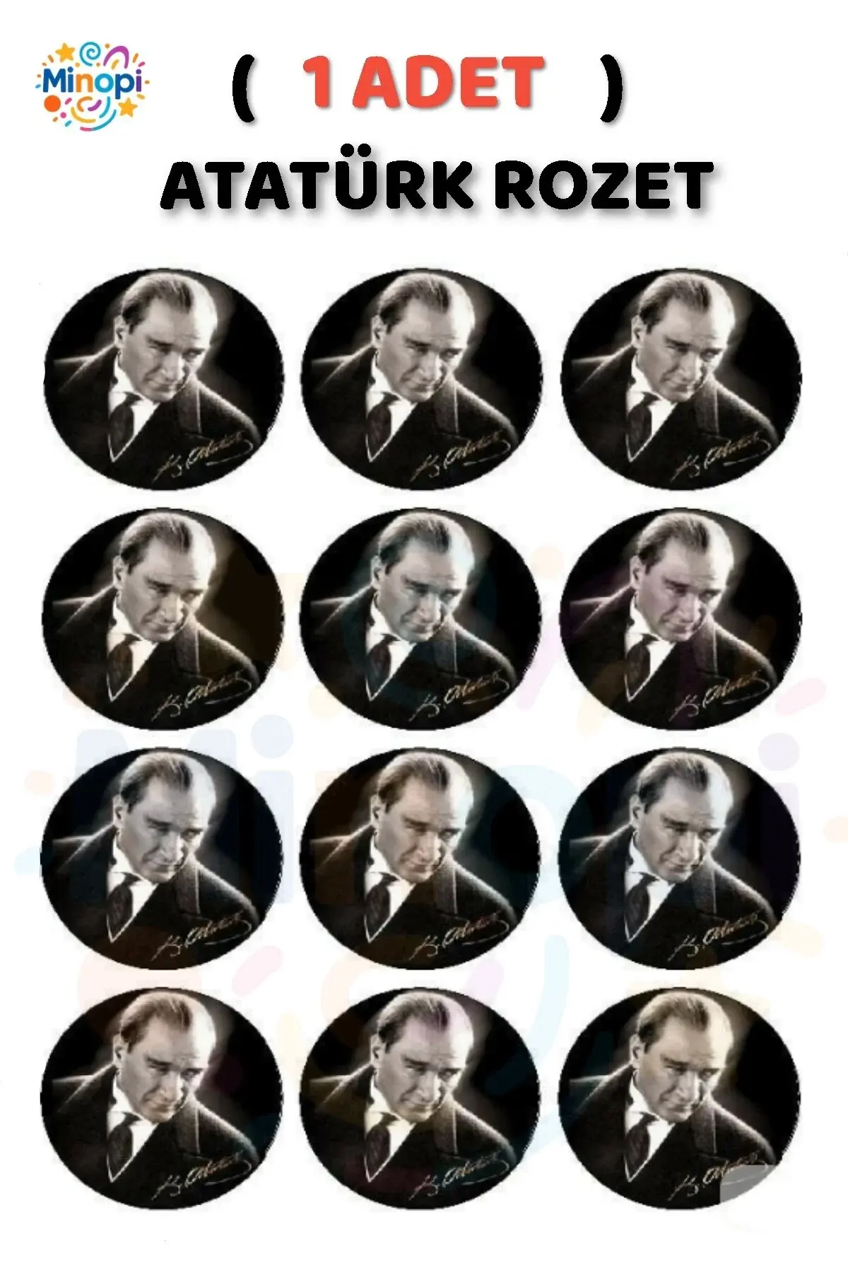 ( 1 Adet ) Atatürklü Yaka Rozeti Siyah Plastik Atatürk Rozet Öğretmenler Günü Hediyesi Bayrak
