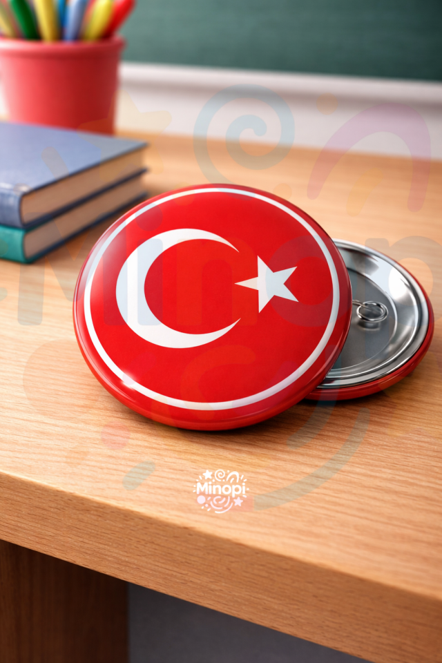 Türk Bayrağı Rozet Plastik Çengelli Rozet